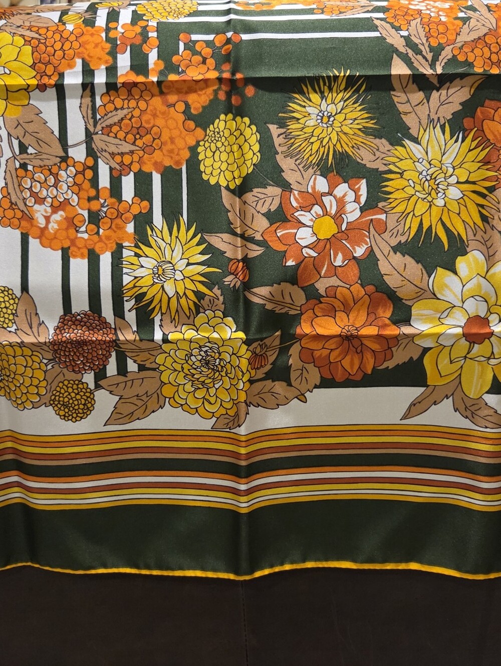 Vintage Fiorini Scarf in MCM Olive Green and Orange